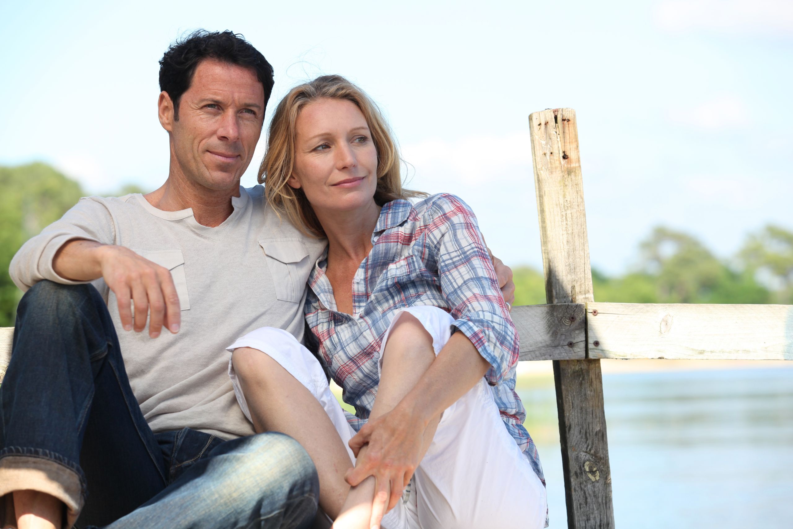 Couple relaxing on a lake
