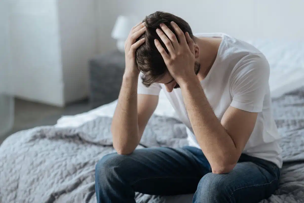 Man suffering from depression symptoms