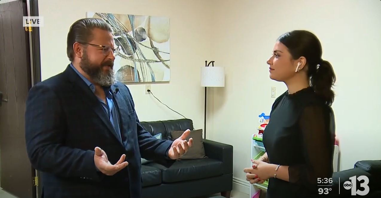 Dr. Jeider being interviewed for Channel 13 Las Vegas